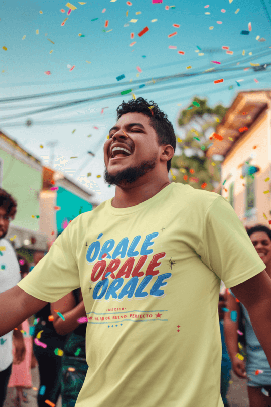 AI Created T Shirt Mockup Of A Joyful Man At A Celebration