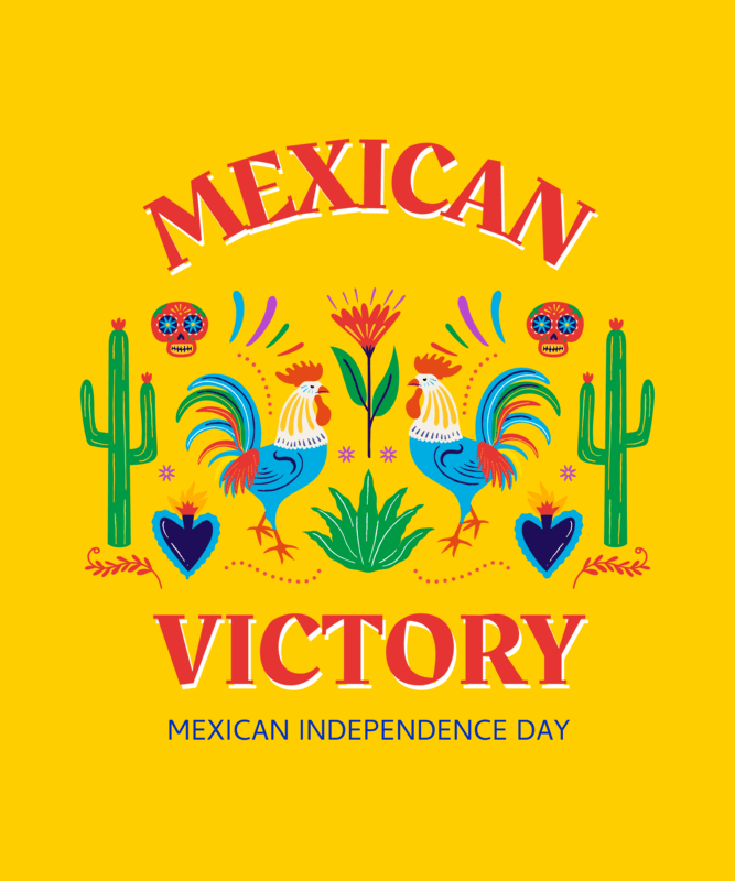 Colorful T Shirt Design Template For Mexican Independence Day With Mexican Inspired Graphics