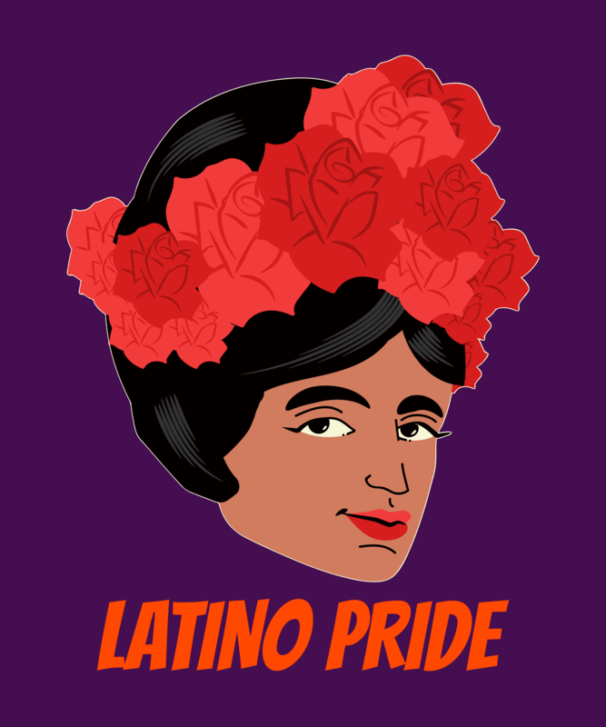 T Shirt Design Template With A Proud Latina Illustration