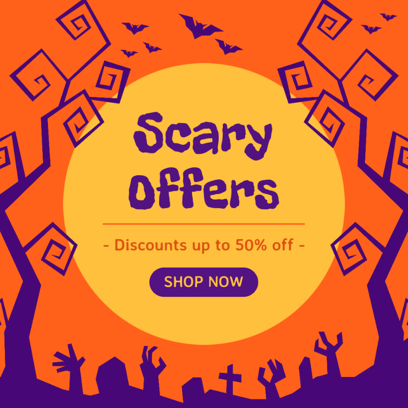 Ad Banner Generator For A Halloween Offer With Illustrated Graphics