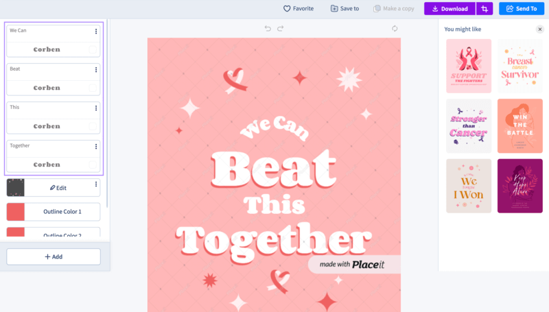 Customizing The Text Of A Breast Cancer Shirt Template With Placeit's Editor