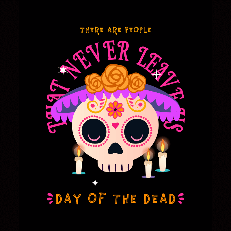 Day Of The Dead Themed T Shirt Design Maker Featuring Cute Illustrations