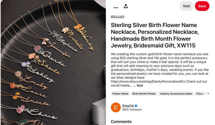 Description Of A Sterling Silver Necklace By Etsy For Pinterest Blog