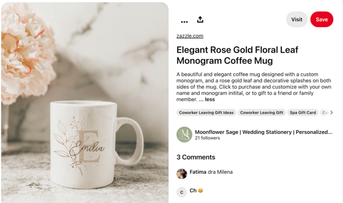 Description Of An Elegant Rose Gold Monogram Coffee Mug By Moonflower Sage Via Zazzle For Pinterest Blog