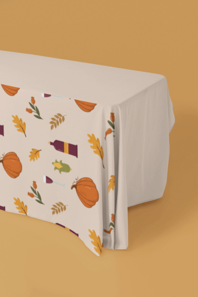 Exhibition Mockup Of A Tablecloth Against A Fall Background