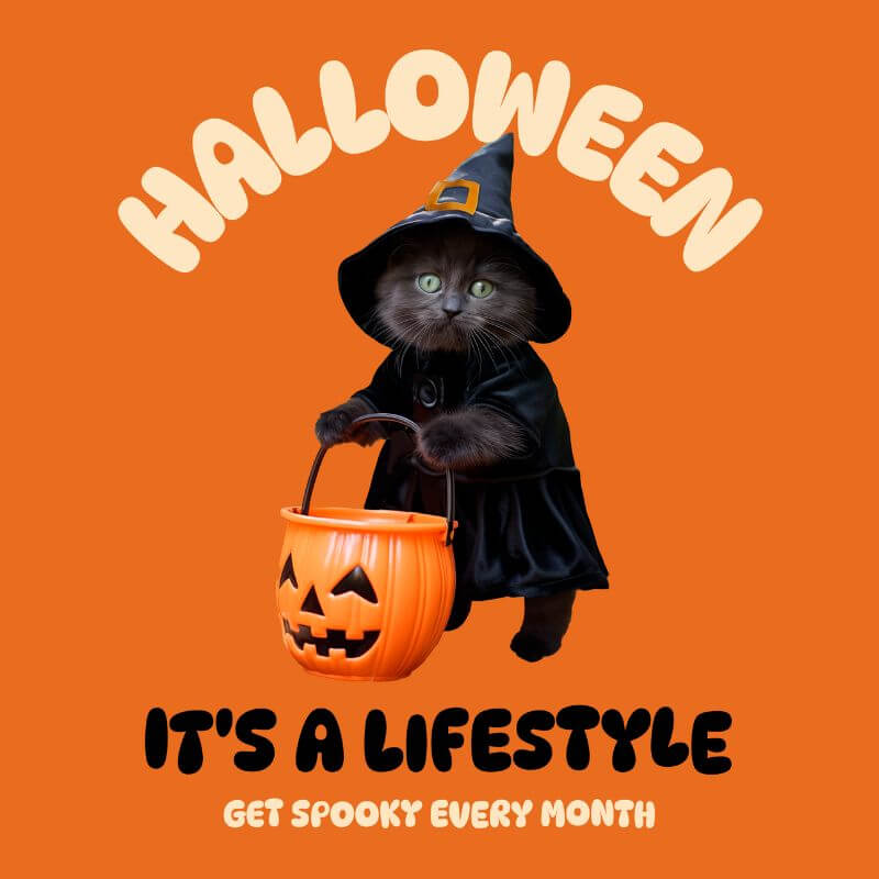 Halloween T Shirt Design Maker Featuring A Funny Cat Meme