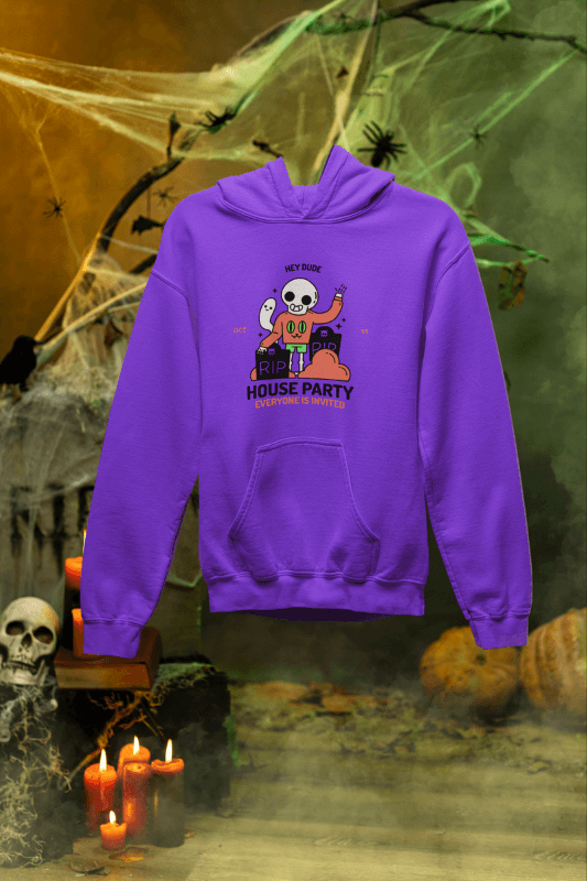 Haunted Mockup Featuring A Gildan Pullover For A Halloween Gifts Blog