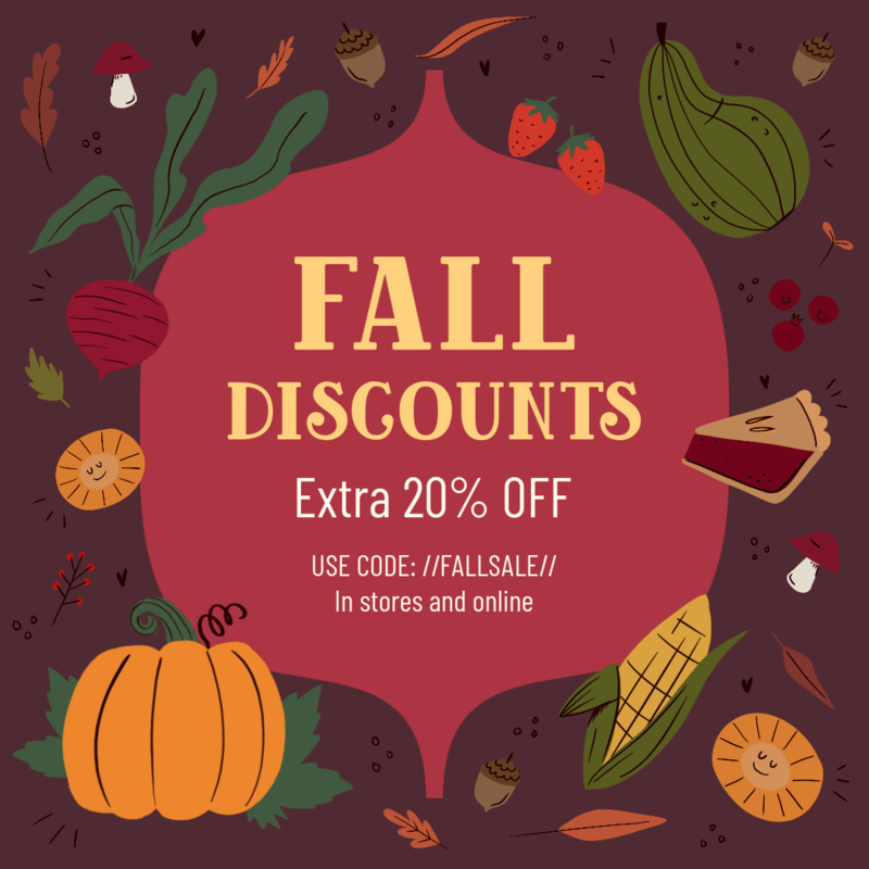 Illustrated Instagram Post Design Generator Featuring Fall Discounts