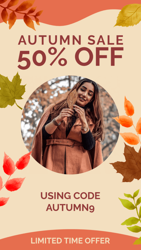 Instagram Story Generator Featuring A Special Sale Announcement And Autumn Graphics