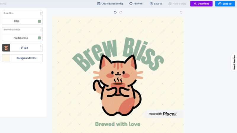 Placeit's Editor Showcasing The Brew Bliss Coffee Shop Logo