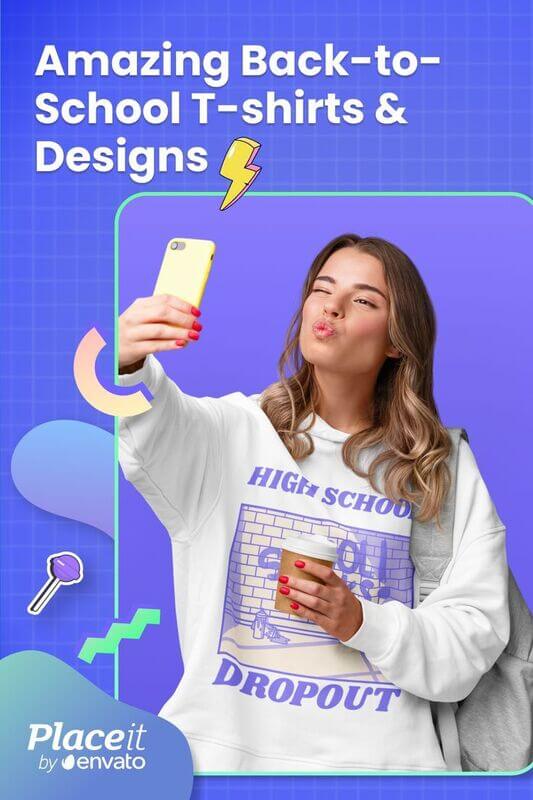 Placeit's Pinterest Pin For Back To School T Shirt Designs As An Example Of How To Make Money On Pinterest Guide