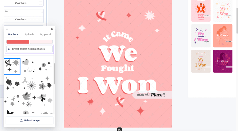 Selecting Graphics For A Cancer Awareness Shirt With Placeit's Editor