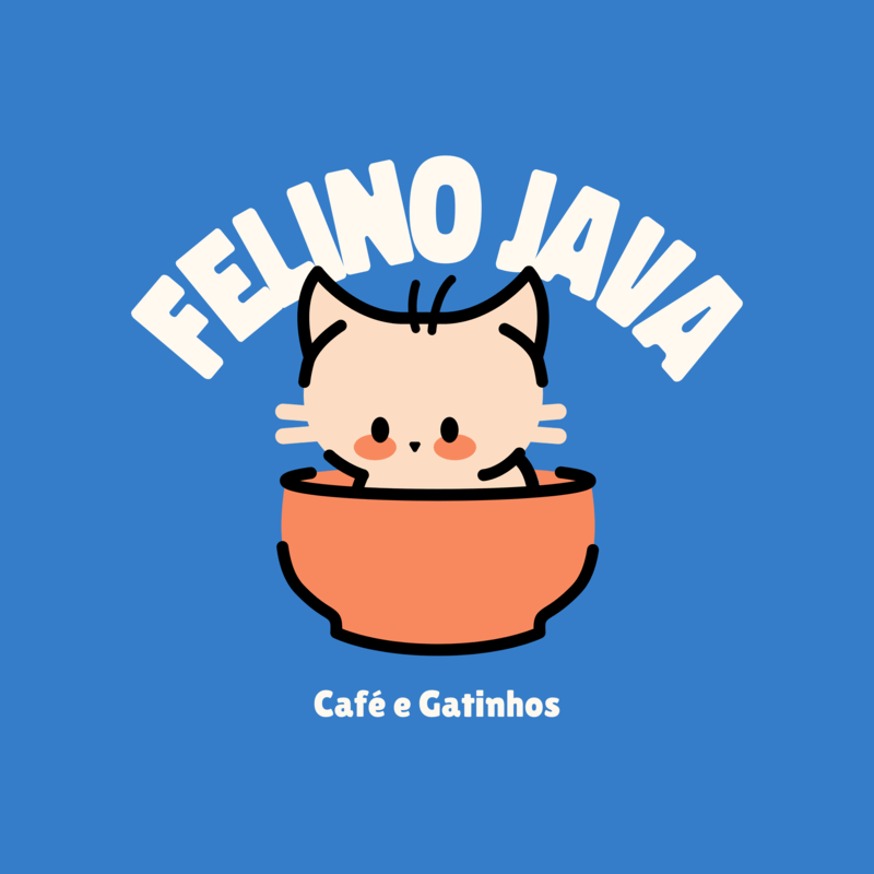 Blue Logo Template For A Cat Cafe Business