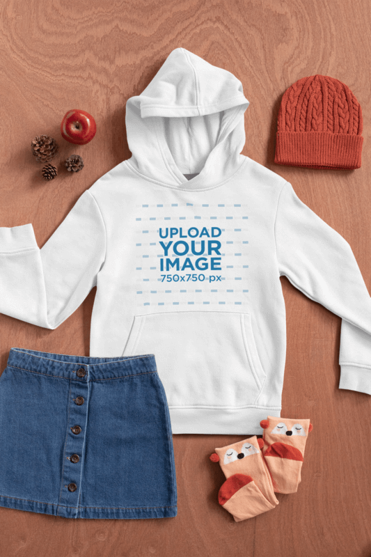 Flat Lay Mockup Of A Hoodie For A Girl