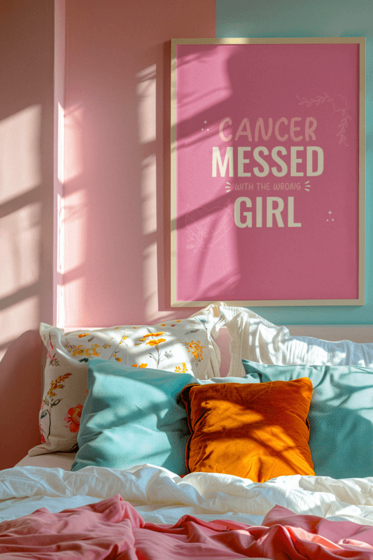 Kitsch Inspired Mockup Featuring An AI Created Art Print Placed On A Bedroom Wall