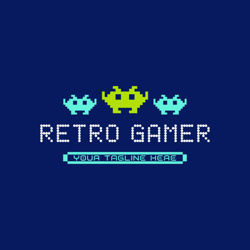 Logo Template For Gamers With Retro Pixel Art Graphics