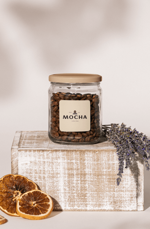 Mockup Of A Jar Full Of Coffee Beans For A Coffee Shop Branding