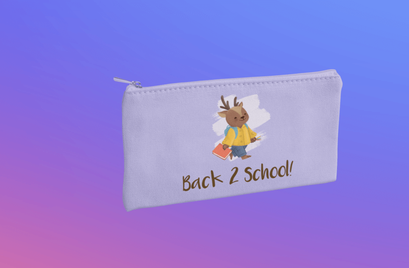 Pouch Mockup Featuring A Colorful Surface And A Teacher's Day Design