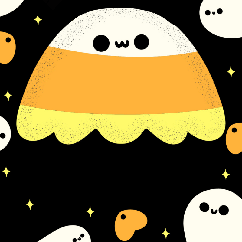 An Adorable Set Of Halloween Ghosts In Orange, Yellow And White Hues