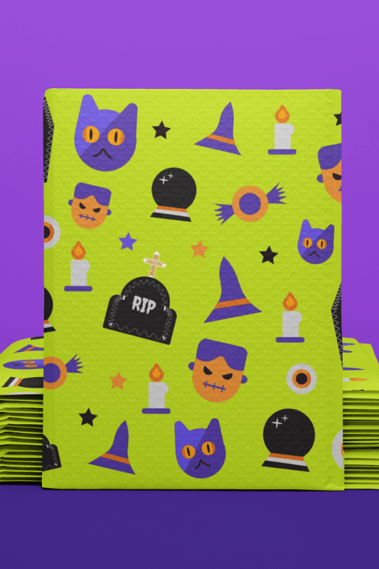 Bubble Mailer Mockup Featuring A Halloween Surface