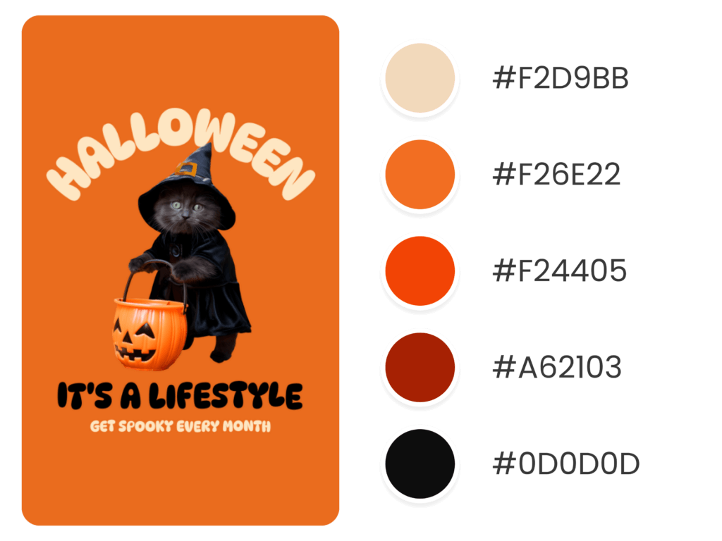 Halloween T Shirt Design Maker Featuring A Funny Cat Meme To Illustrate A Halloween Color Palettes Blog