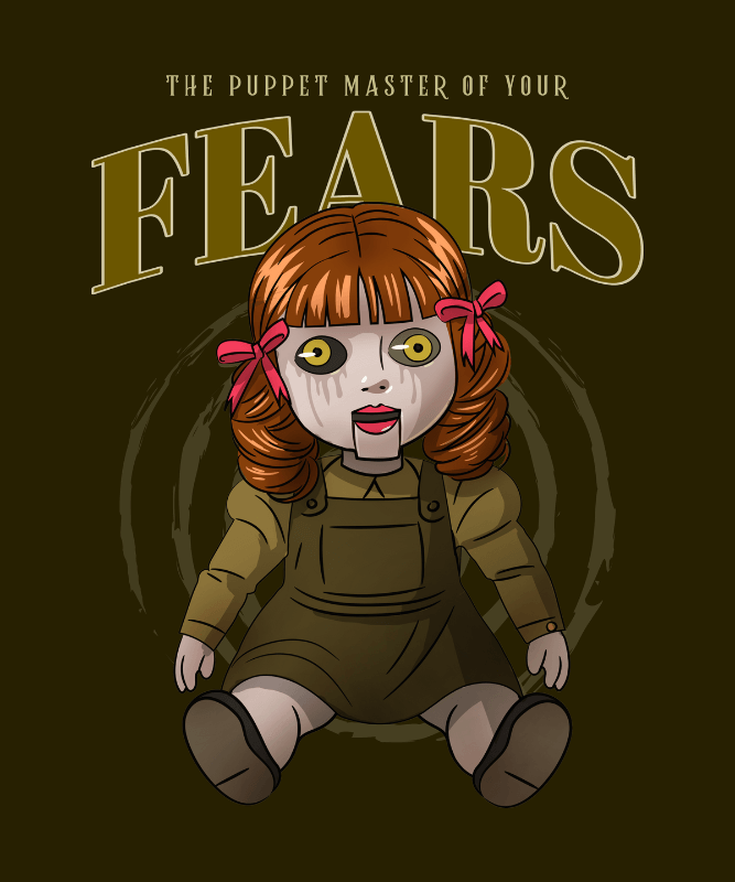 Horror T Shirt Design Template Featuring A Demonic Doll Graphic