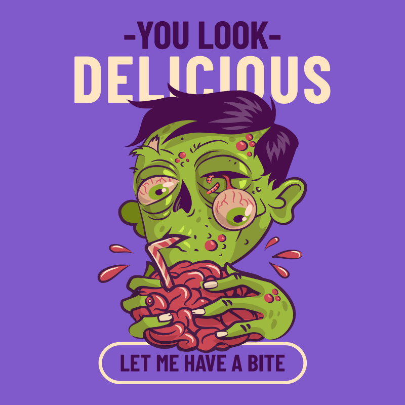 T Shirt Design Generator Featuring A Gross Zombie Eating A Brain