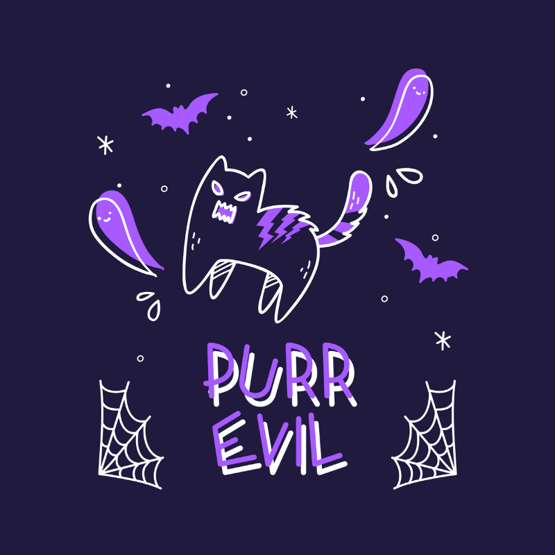 T Shirt Design Maker With A Halloween Theme And An Angry Cat Graphic