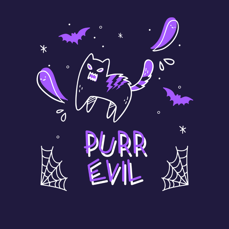 T Shirt Design Maker With A Halloween Theme And An Angry Cat Graphic