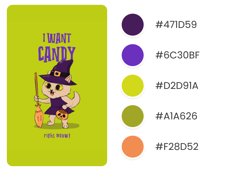 T Shirt Design Maker With A Cute Witch Kitten For A Halloween Color Palette Blog