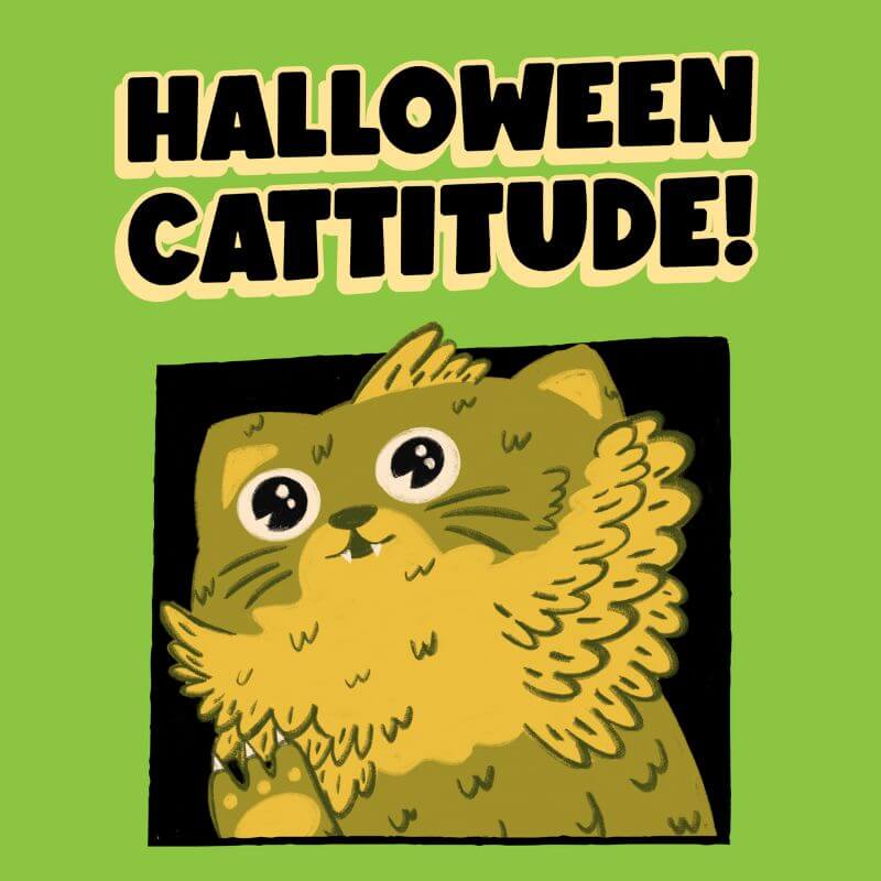 T Shirt Design Template For Halloween With An Adorable Kitten Illustration