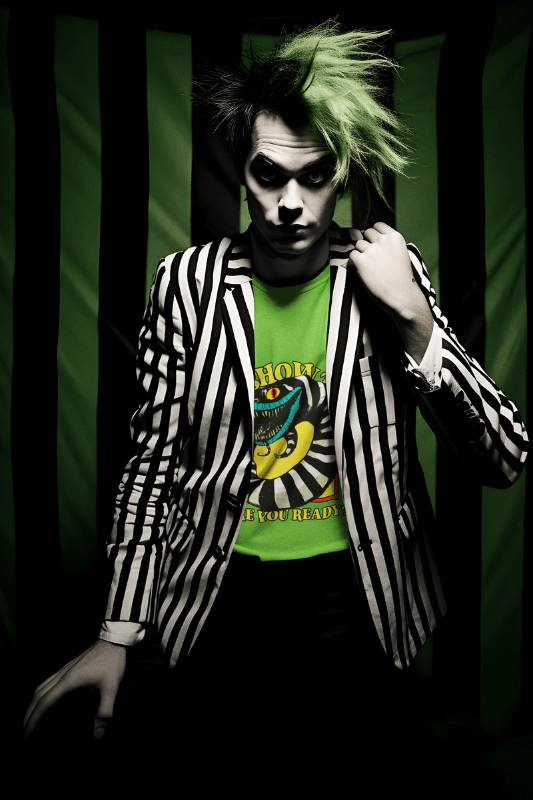 T Shirt Mockup Featuring An AI Generated Man Inspired By Beetlejuice