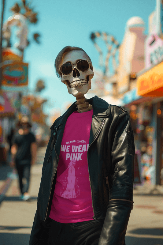 T Shirt Mockup Featuring An AI Created Spooky Skeleton In A Fair