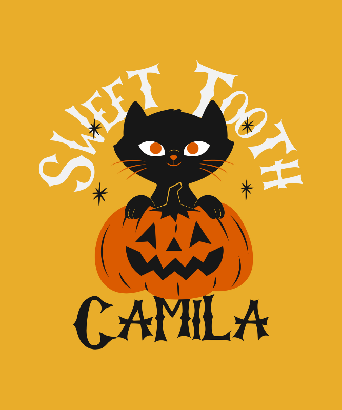 Tote Bag Design Generator With A Graphic Of A Cute Kitty And A Pumpkin For Halloween