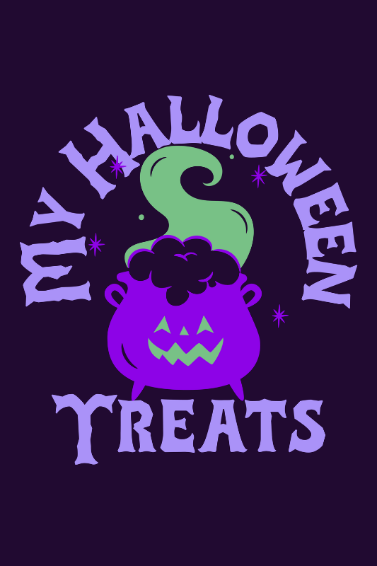 Tote Bag Design Template Featuring A Kawaii Halloween Witch's Cauldron