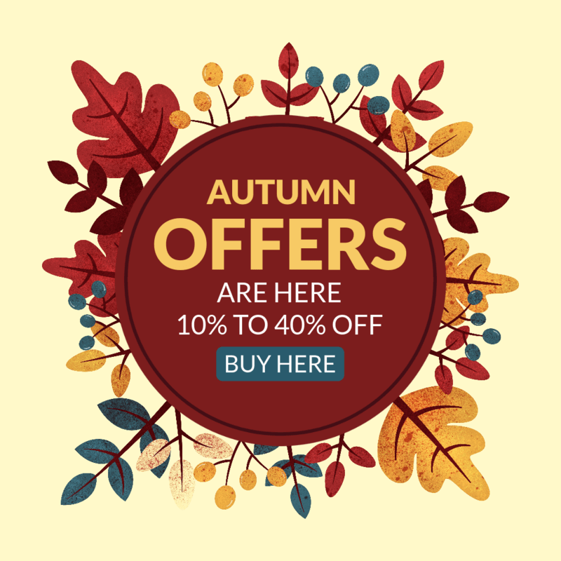 Ad Banner Template Featuring Illustrated Autumn Leaves