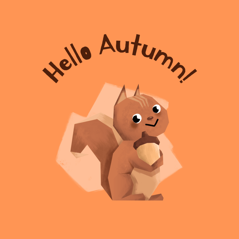 Autumn T Shirt Design Template With A Cute Squirrel