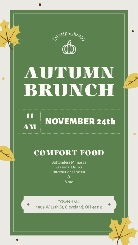 Instagram Story Template For A Thanksgiving Brunch Featuring Autumn Leaf Illustrations