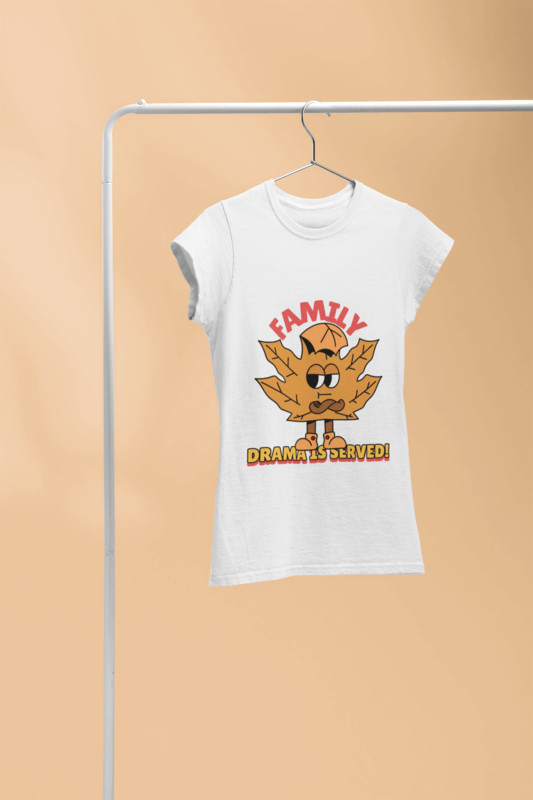 Mockup Of A Women's Thanksgiving T Shirt On A Hanging Pipe