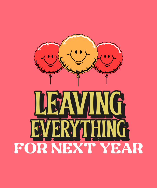 T Shirt Design Template For A New Year's Celebration Featuring Smiling Balloons