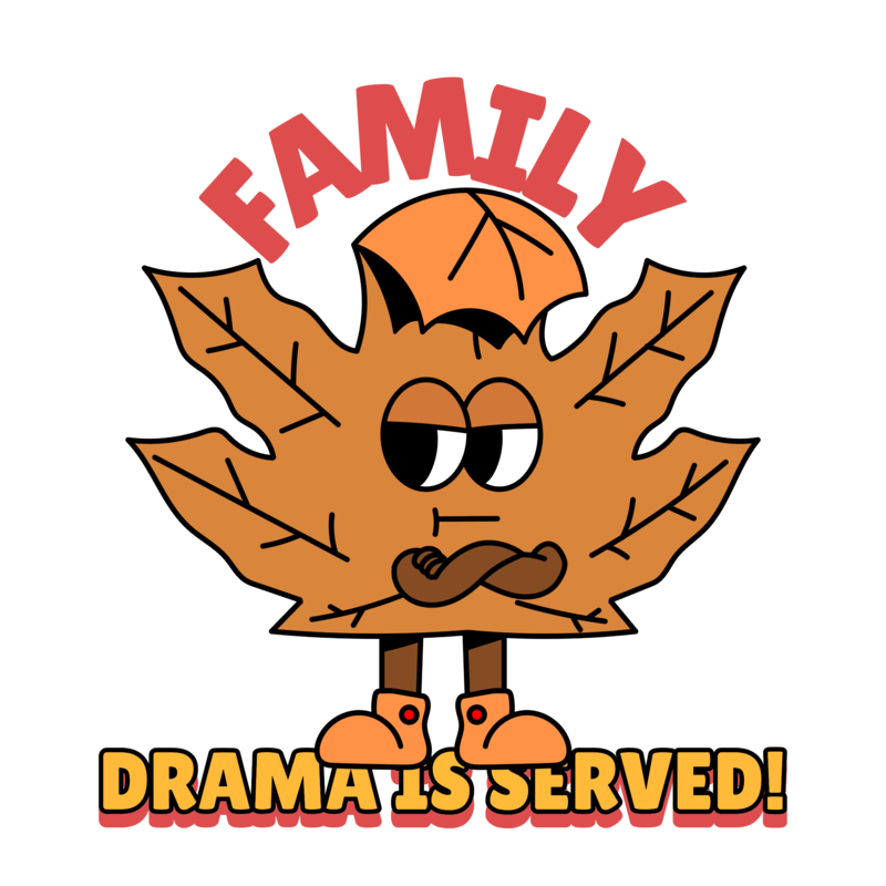 T Shirt Design Template With A Fall Theme Featuring An Illustrated Leaf Character