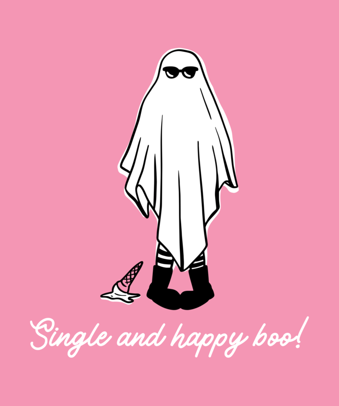 T Shirt Design Template With A Sheet Ghost Illustration For Anti Valentine's Day