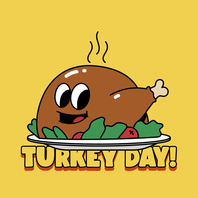 Thanksgiving T Shirt Design Template Featuring A Smiling Turkey Dinner