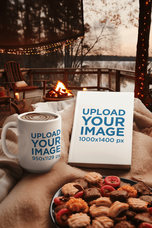 Ai Book Mockup With Coffee Mug In Cabin