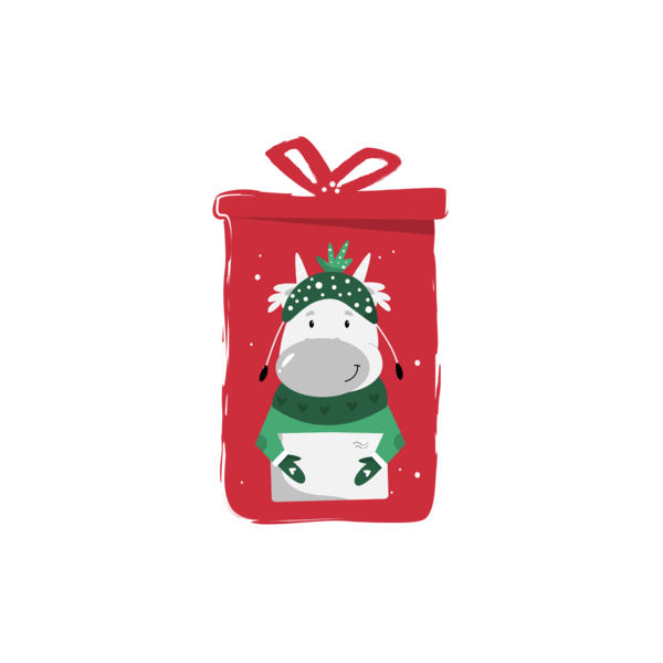 Cartoon Of A Cow On A Christmas Boot