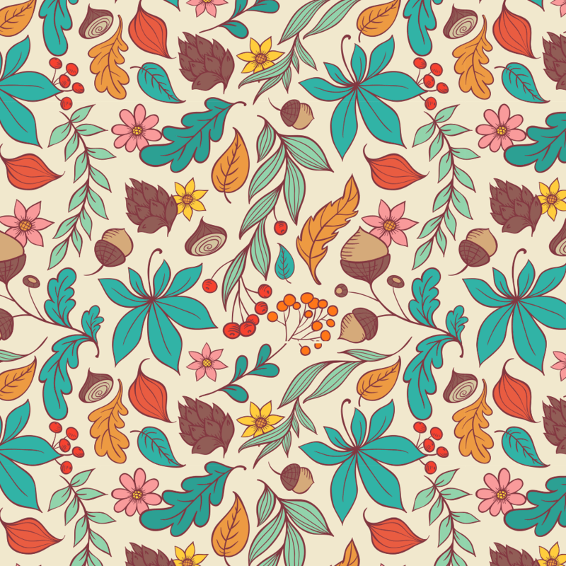 Fall Themed Pattern Featuring Leaves And Acorns