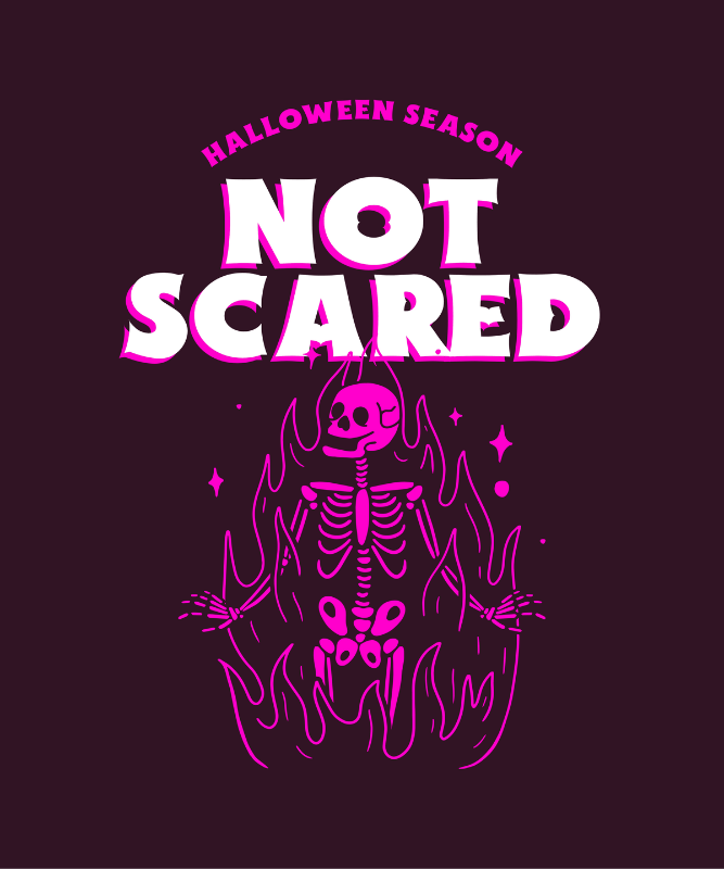 Halloween Inspired T Shirt Design Template With An Illustration Of A Skeleton On Fire