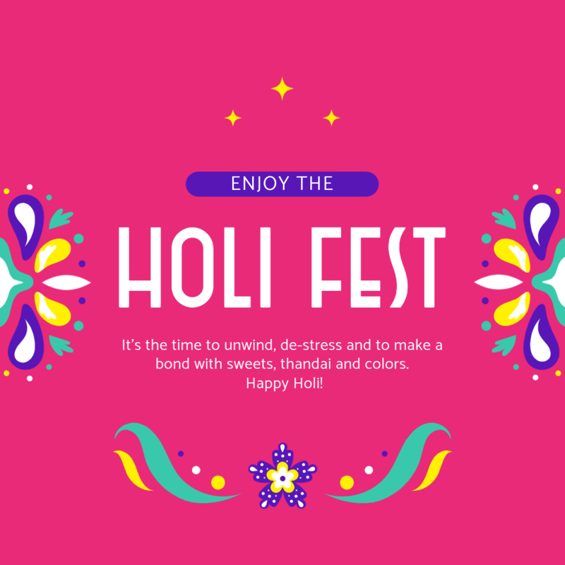 Instagram Post Generator With Colorful Graphics For Holi Festival