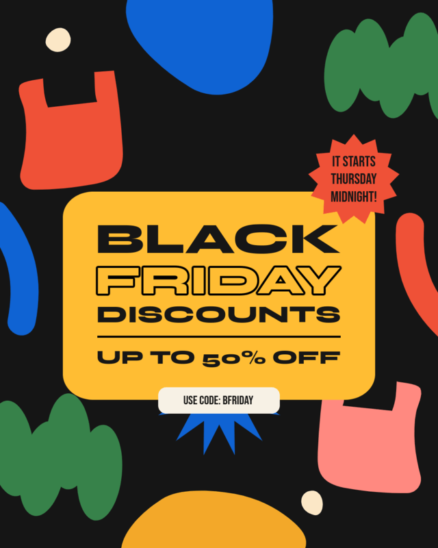 Instagram Post Template With Illustrated Backgrounds To Promote Black Friday Sales