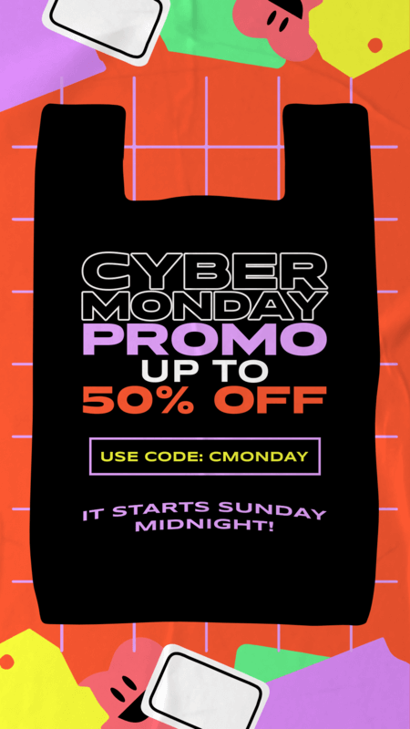 Instagram Story Creator With A Half Off Discount Ad For Cyber Monday